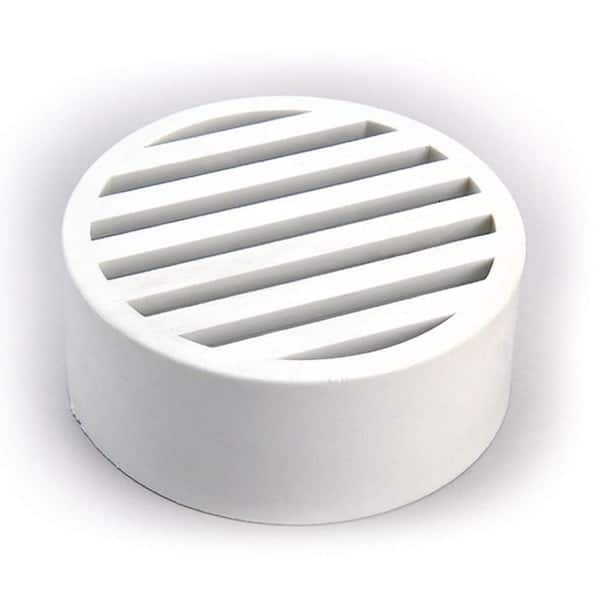 NDS 4 In. Round Grate, Fits 4 In. Sewer & Drain Fittings, White HIPS 911