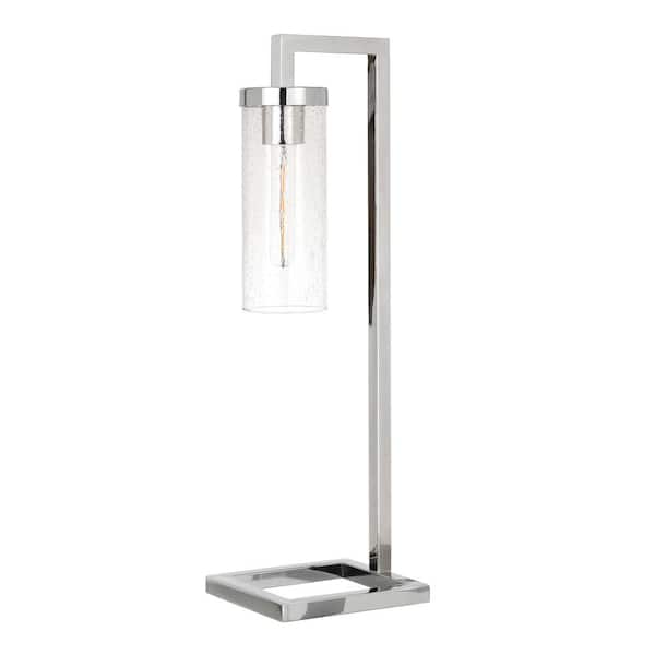 Meyer&Cross Malva 26 in. Polished Nickel Table Lamp with Seeded Glass Shade