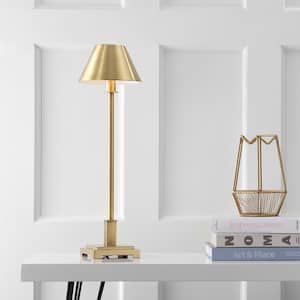 Roxy 26 in. Brushed Brass Metal Shade Table Lamp