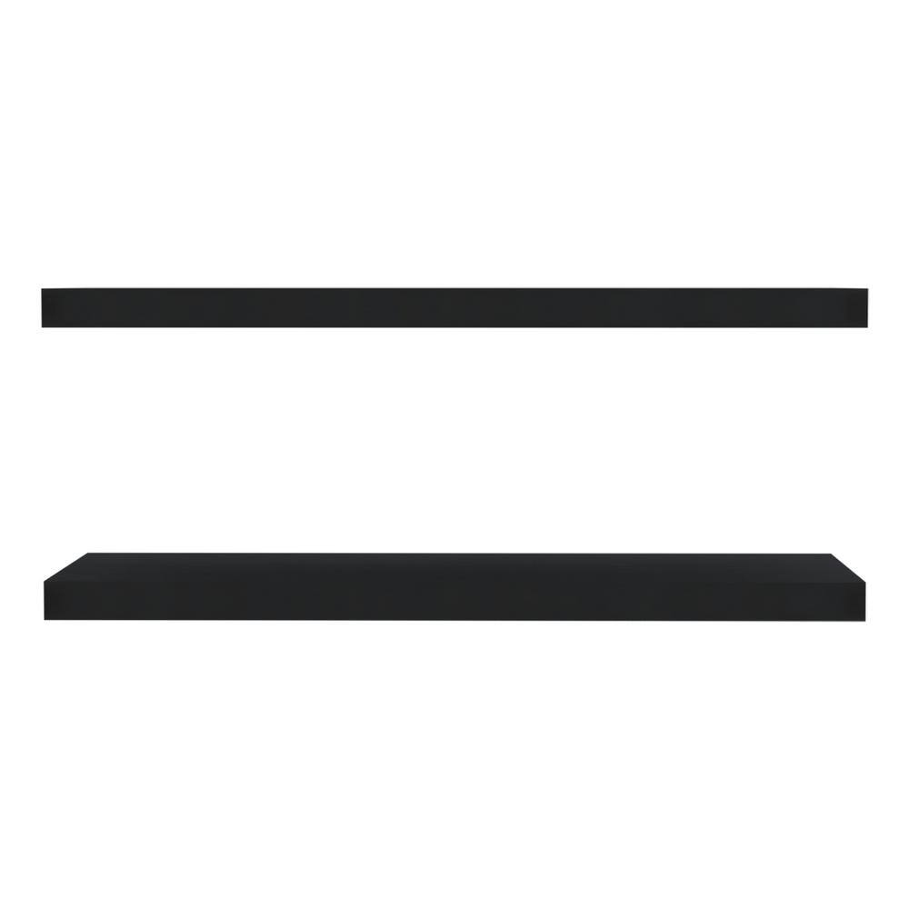 31.5 in. W x 9.8 in. D Matte Black Decorative Wall Shelf with 2-Wide Floati