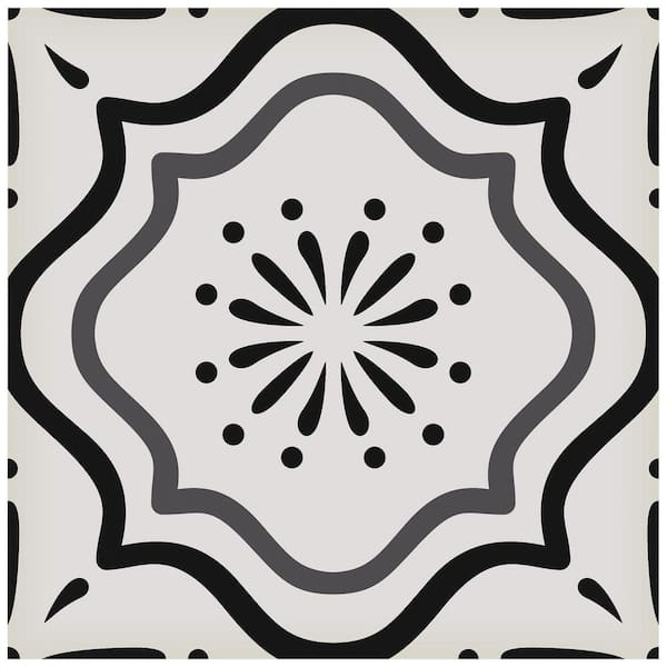 MI ALMA Black and Grey B5 6.5 in. x 6.5 in. Vinyl Peel and Stick Tile (24 Tiles, 7.04 sq.ft./Pack)