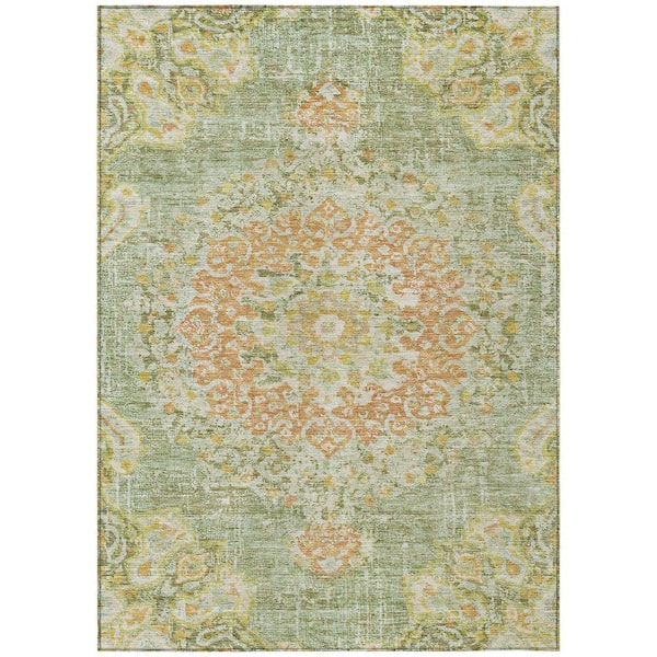 Chantille Machine Washable Indoor/Outdoor Abstract ACN1236 Aloe 5 ft. x 7 ft. 6 in. Area Rug