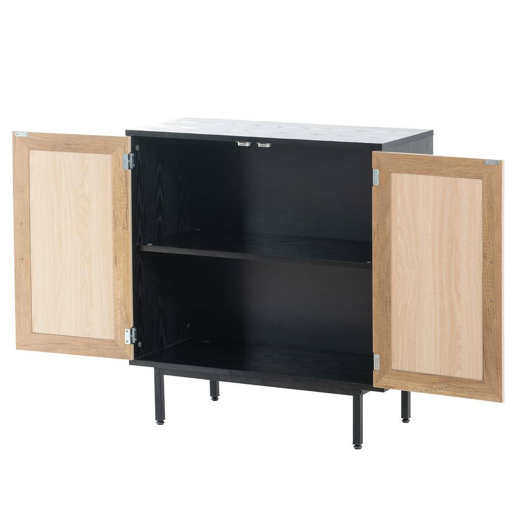 31.5 in. W x 13.38 in. D x 31.1 in. H Black Bathroom Linen Cabinet