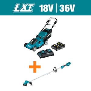 18V X2 (36V) LXT Cordless 21 in. Self-Propelled Lawn Mower Kit (4 Batteries 5.0Ah) with 13 in. String Trimmer