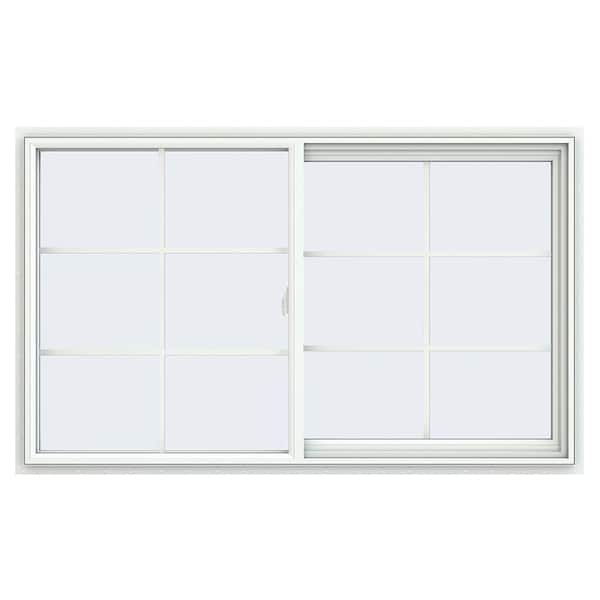 59.5 in. x 35.5 in. V-2500 Series White Vinyl Right-Handed Sliding Window with Colonial Grids/Grilles