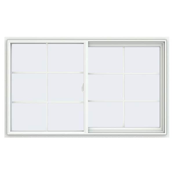 JELD-WEN 59.5 in. x 35.5 in. V-2500 Series White Vinyl Right-Handed Sliding Window with Colonial Grids/Grilles