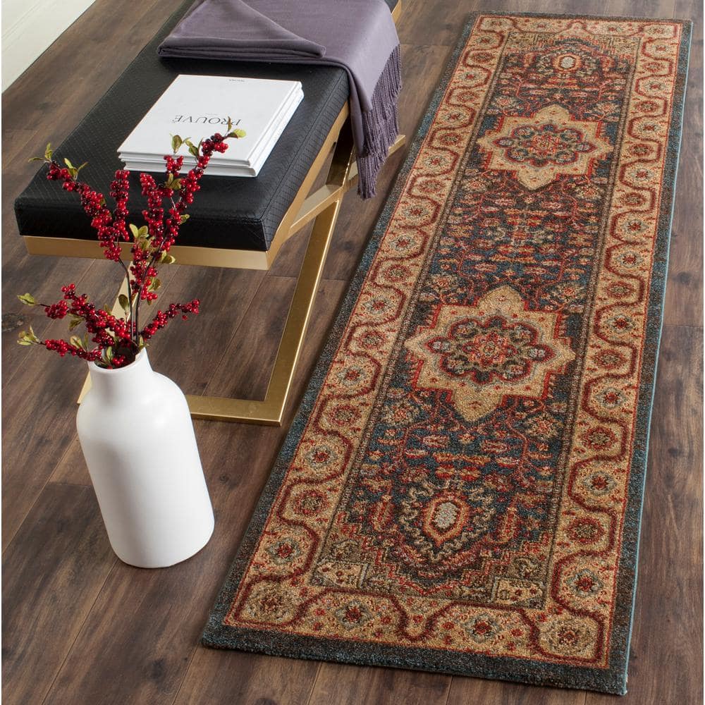 Mahal MAH656 Power Loomed Indoor Runner Rug - Navy/Natural - 2'2"x6' - Safavieh.