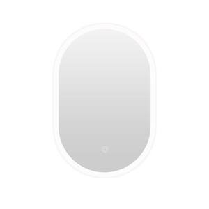 18 in. W x 26 in. H Oval Framed Wall Mount LED Bathroom Vanity Mirror in White