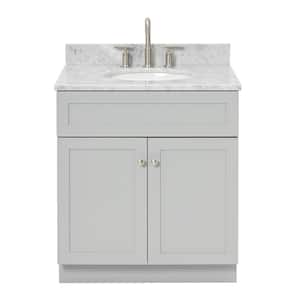 Hamlet 31 in. W x 22 in. D x 35.25 in. H Bath Vanity in Grey with White Marble Top