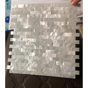 Mother of Pearl Tile 12 in. x 12 in. White Mosaic Seamless Rectangular Shell Tile for Kitchen Backsplash(9.5 sq.ft./Box)