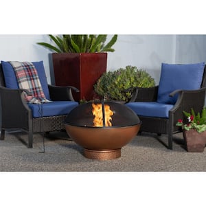 Tazon 30 in. Steel Wood Burning Fire Pit with Lid and Poker