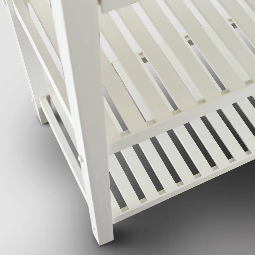 Sophisticated White Solid Wood Top Kitchen Island with Storage