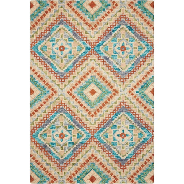 Nourison Vivid Ivory 4 ft. x 6 ft. Geometric Transitional Area Rug