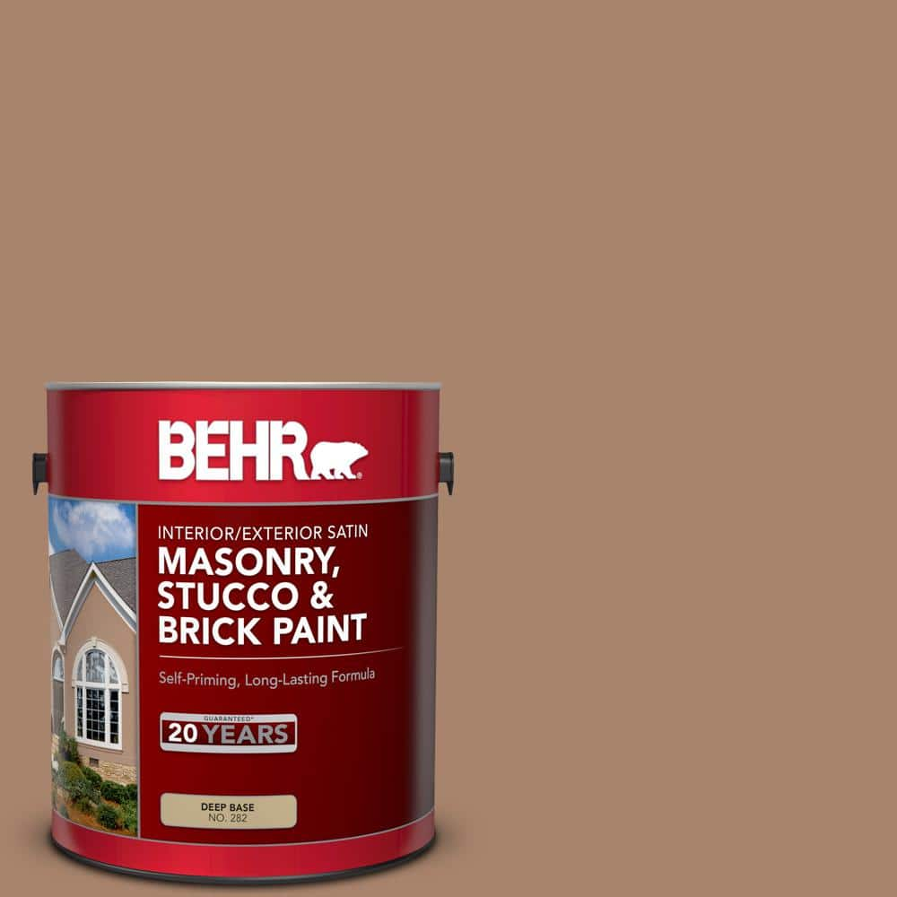 BEHR 1 Gal S220 5 Nutshell Satin Interior Exterior Masonry Stucco   Nutshell Behr Masonry Paint 28201 64 1000 