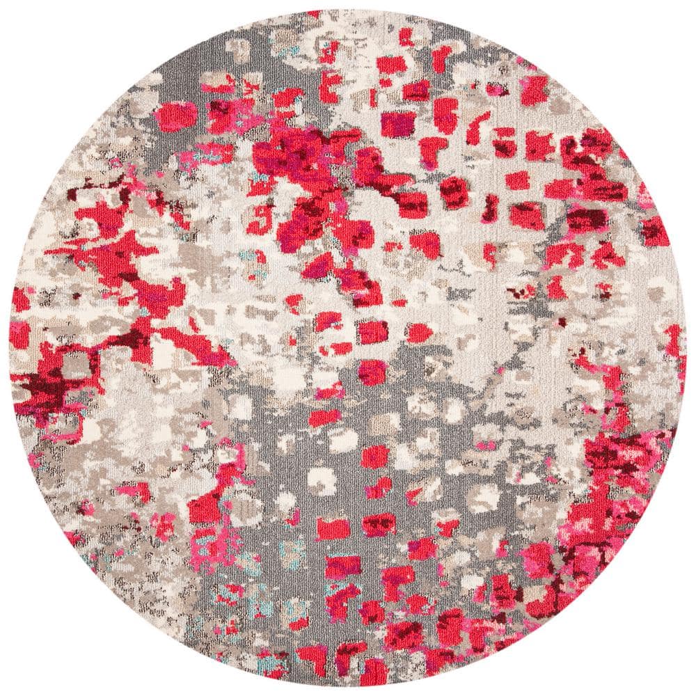 Madison Gray/Red 7 ft. x 7 ft. Round Geometric Area Rug price history on PriceWatchPro