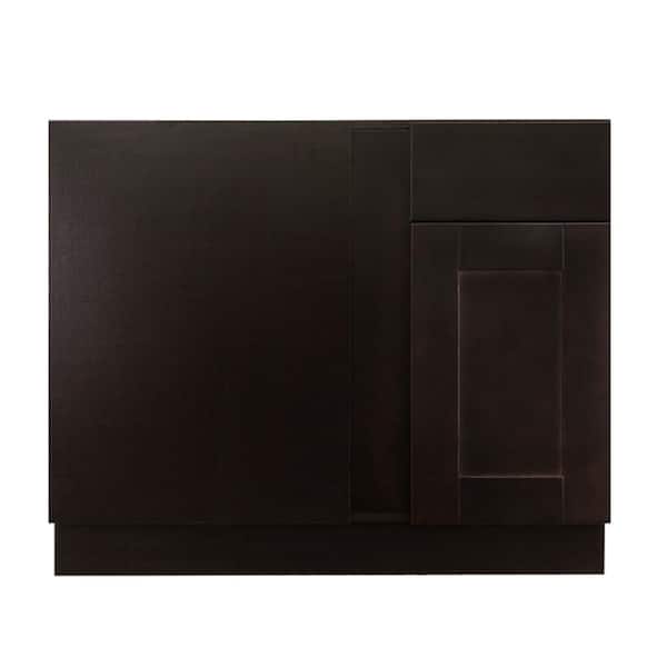 LIFEART CABINETRY Anchester Assembled 39 in. x 34.5 in. x 24 in. Base Blind Corner Cabinet in Dark Espresso