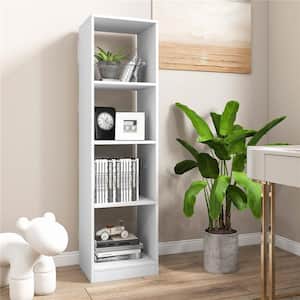 56 in. Tall White Engineered Wood 4-Shelf Freestanding Standard Morden Bookcase