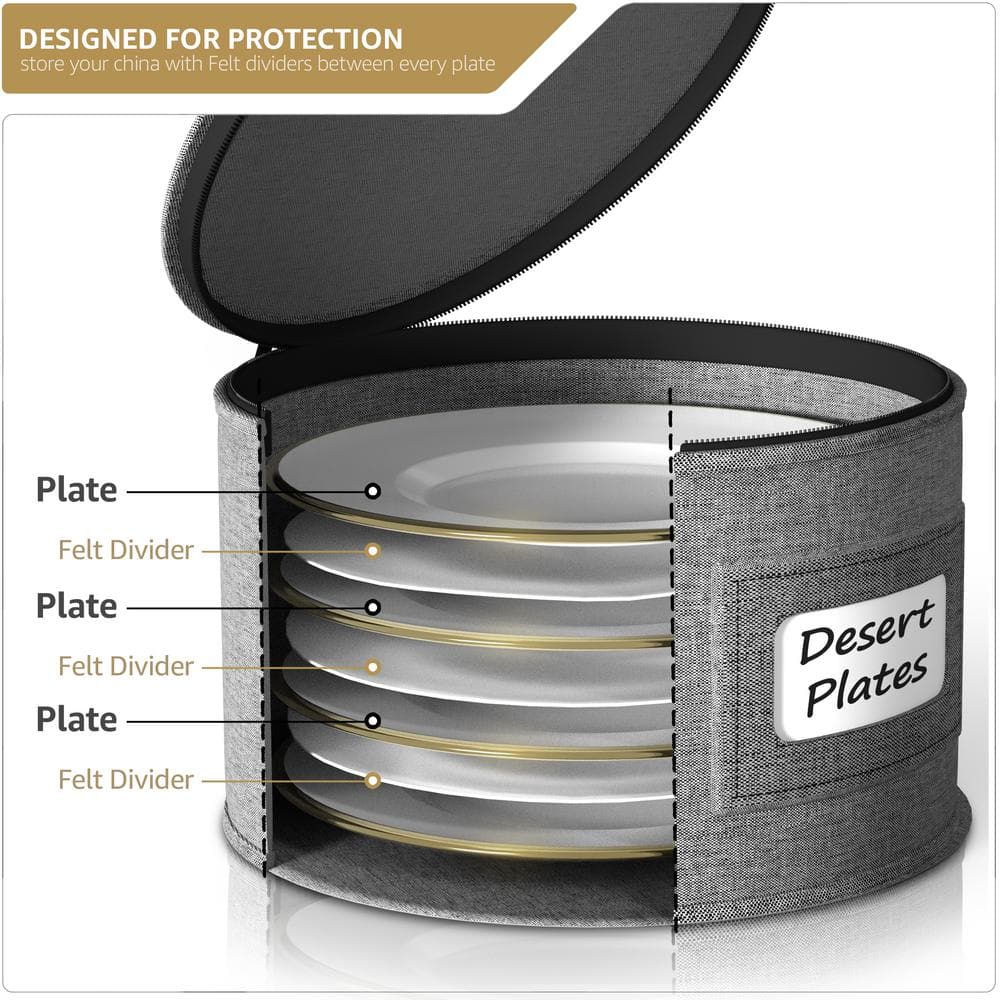 Gray 8-Piece Hard Shell Dinnerware Storage Set