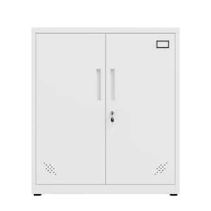 31.50 in. W x 15.75 in. D x 35.43 in. H White Metal Linen Cabinet with 2 Doors and 2 Adjustable Shelves