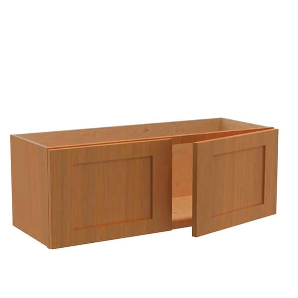 Home Decorators Collection Newport 33 in. W x 12 in. D x 12 in. H Assembled Plywood Wall Bridge Kitchen Cabinet in Cinnamon with Soft Close