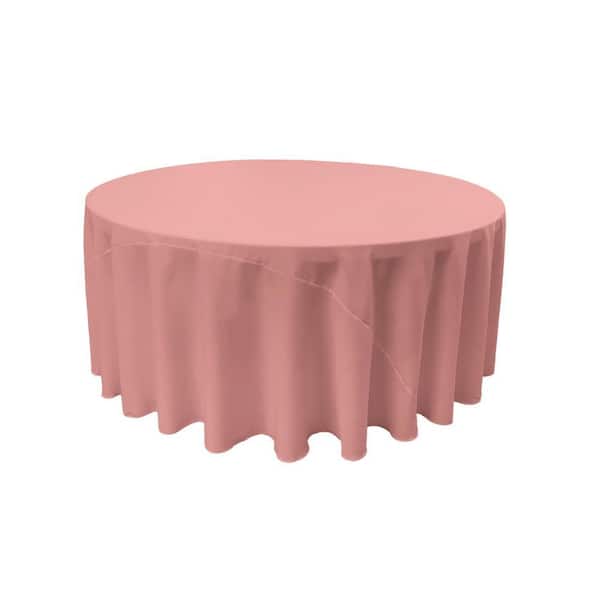 132 in. Round Dusty Rose Polyester Poplin Tablecloth