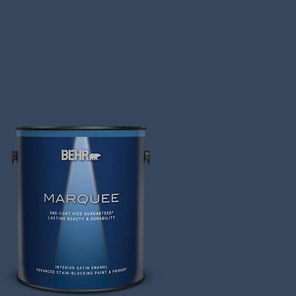 BEHR MARQUEE 1 gal. #MQ5-54 Compass Blue One-Coat Hide Satin Enamel  Interior Paint & Primer 745301 - The Home Depot