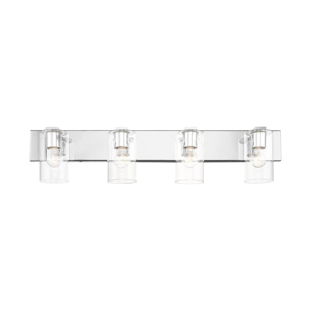 Zurich 4-Light Polished Chrome Vanity with Clear Glass