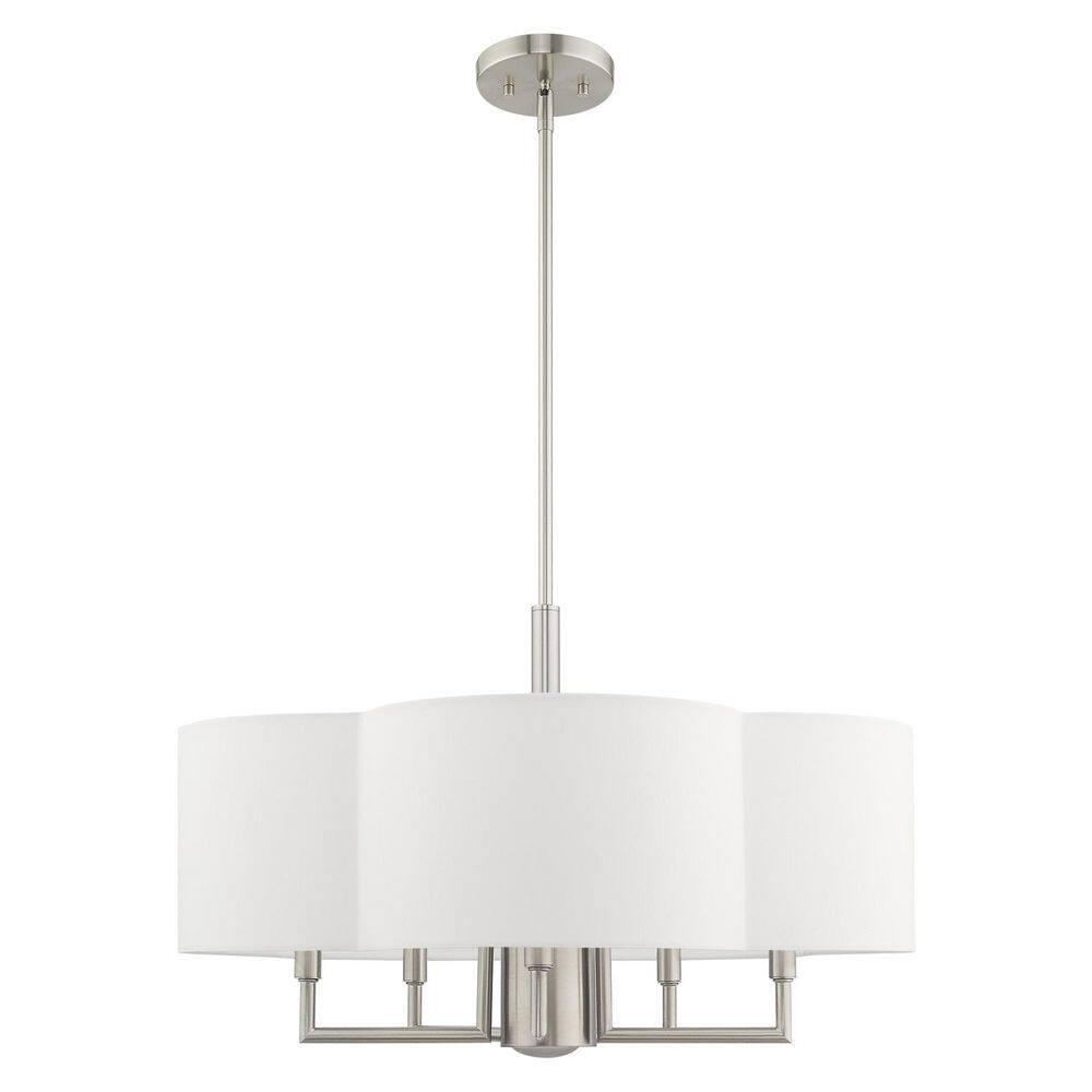 Chelsea Clover-Shaped 6-Light Brushed Nickel Pendant Chandelier