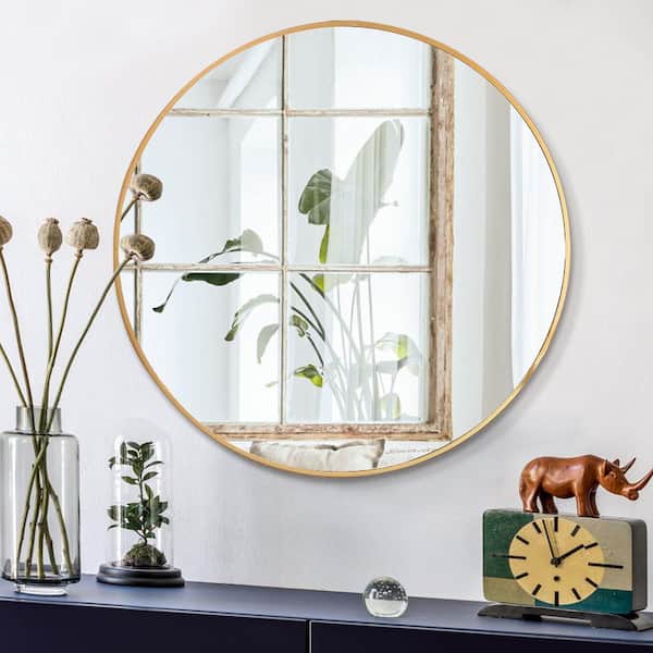新品　タグ付き　Bloomingville 円形 壁掛け鏡 ゴールド金属フレーム 30in.Gold Round Mirror Large Wall Mounted Circle Mirror Metal
