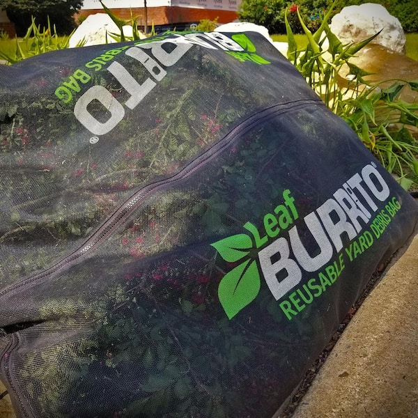 BURRITO BRANDS 7 ft. Leaf Burrito Year-Round Yard Bag, Black Mesh