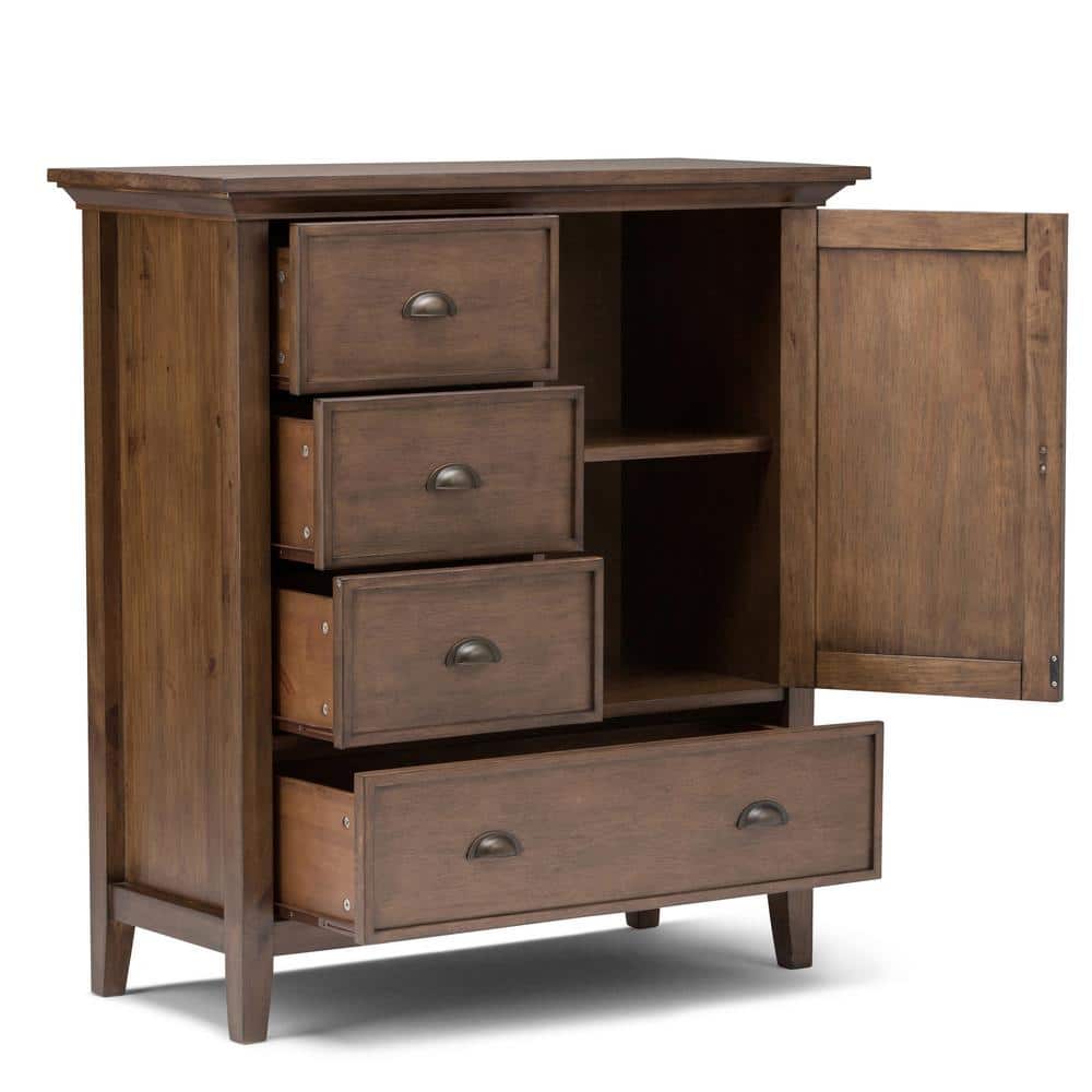 Rustic Natural Aged Brown Solid Hardwood Storage Cabinet