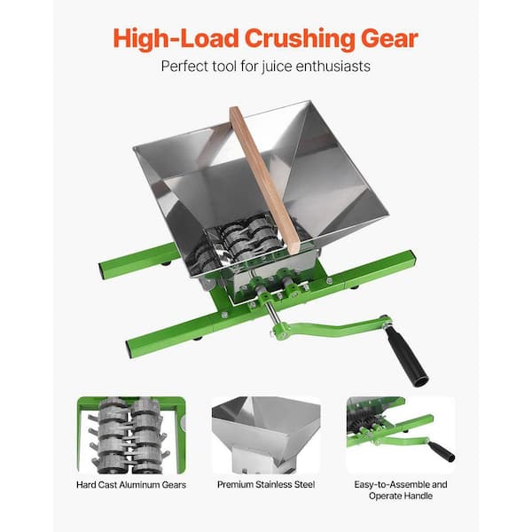 SKYSHALO 1.8 Gal. /7L Fruit and Apple Crusher, Stainless Steel