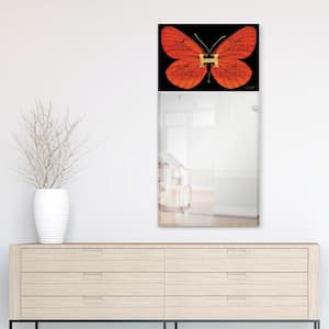 48 in. x 24 in. Designer Butterfly Rectangle Framed Printed Tempered Art Glass Beveled Accent Mirror