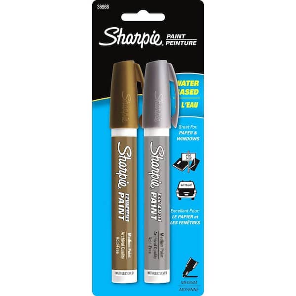 Sharpie Metallic Gold and Silver Medium Point Water-Based Poster Paint Marker (2-Pack)