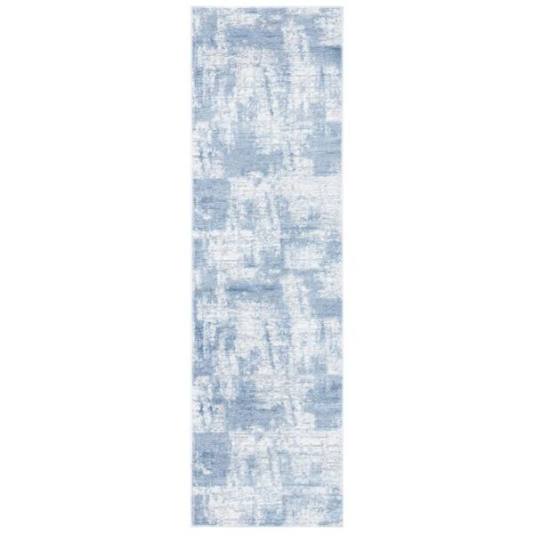 Amelia 2 ft. x 12 ft. Ivory/Blue Abstract Runner Rug