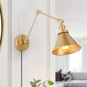 Antique Brass Cordless Wall Sconce with Black Metal Shade - Loft Modern –  LoftModern