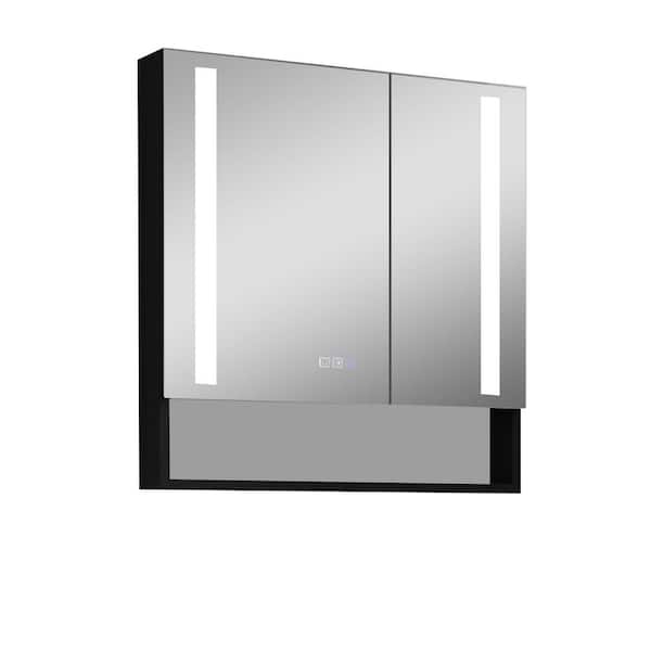 Cesicia 30 in. W x 32 in. H Rectangular Surface or Recessed Mount Double Doors Bathroom Medicine Cabinet with Mirror Dimmable