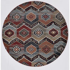 Charity Red 8 ft. Round Area Rug
