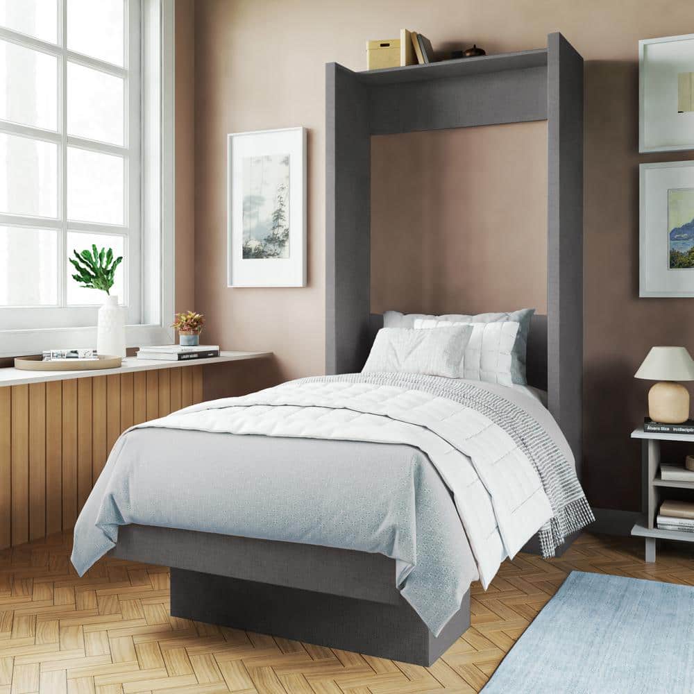 Oakland Living Easy-Lift Dark Grey Wood Frame Twin Murphy Bed with
