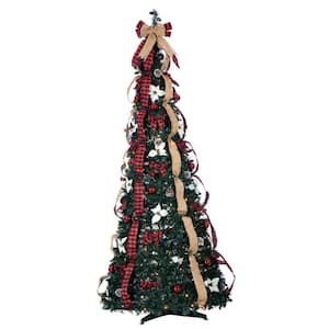 7.5 ft. Artificial Pop-Up LED Tree with Decorations