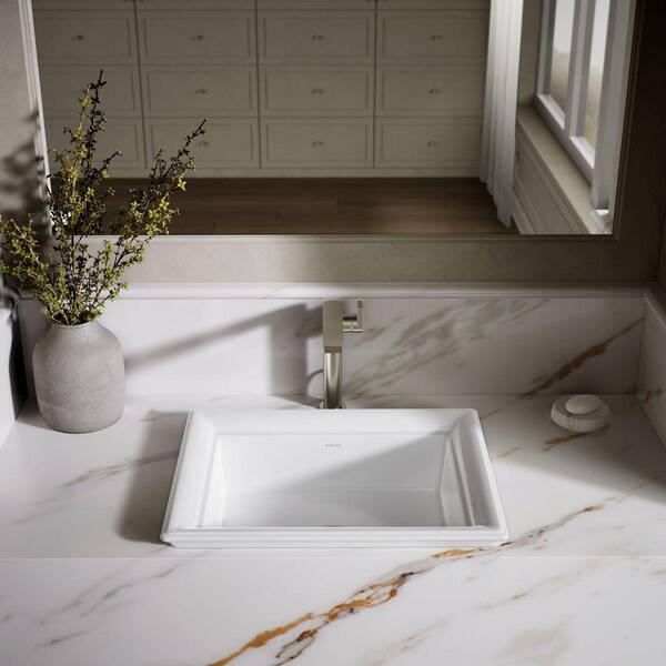 KOHLER Artifacts 21 in. x 20.88 in. Drop-In Bathroom Sink in White