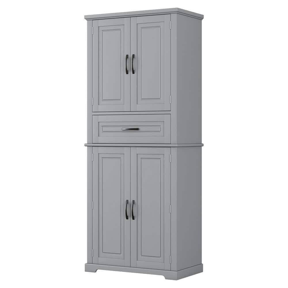 30.00 in. W x 15.70 in. D x 72.20 in. H in Grey Bathroom Storage Linen Cabinet with Doors, Drawer and Adjustable Shelf price history on PriceWatchPro