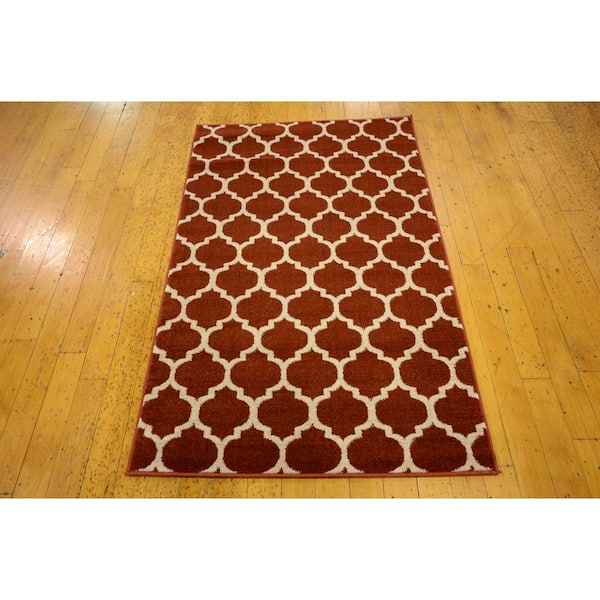 Unique Loom Trellis Collection Geometric Modern Red Area Rug 3 x 5 