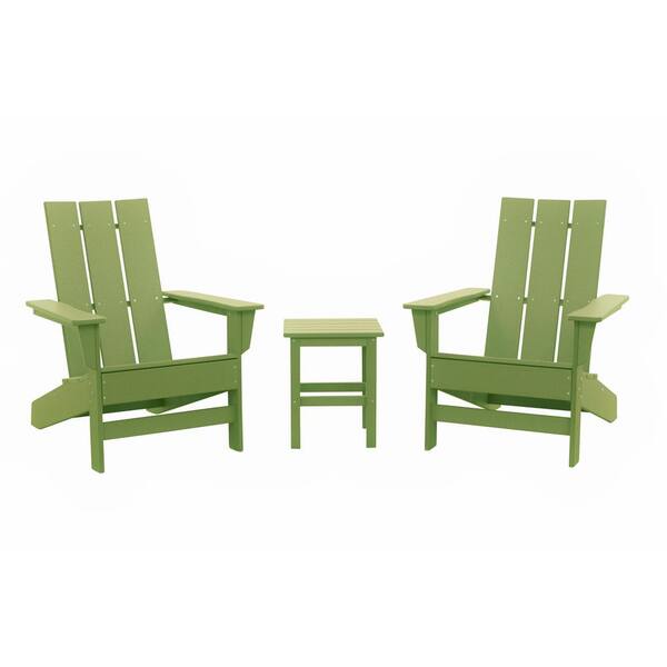 DUROGREEN Aria Lime Recycled Plastic Modern Adirondack Chair with Side ...