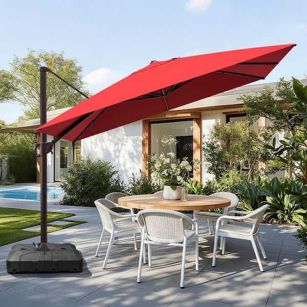 11 rectangular offset patio umbrella 13x13 ft / 11x15 ft Outdoor Experience effortless outdoor comfort with this 11 x 11 ft AreShark 1111FT Double-Top Cantilever Patio