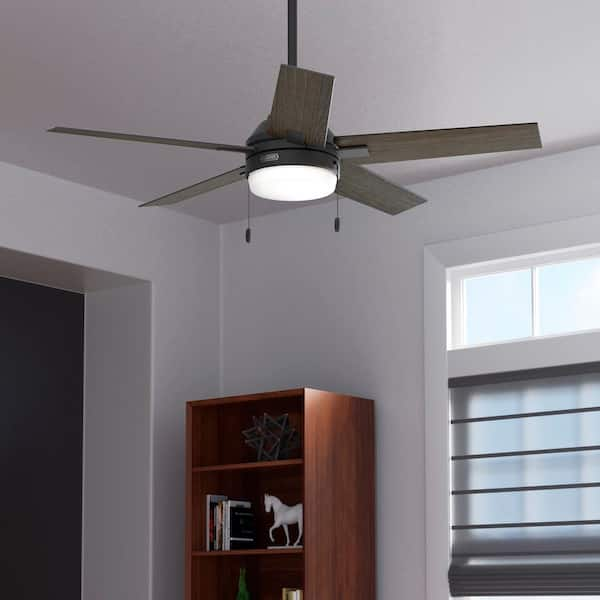 Hunter Bartlett 52 in. Indoor Matte Black Ceiling Fan with Light