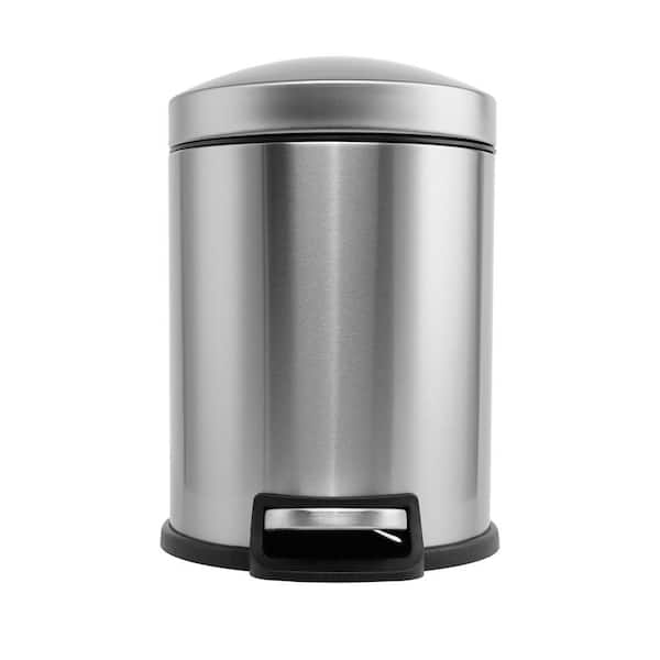 Innovaze 1.3 Gal. Stainless Steel Brushed Fingerprint-Resistant Round Step-on Trash Can