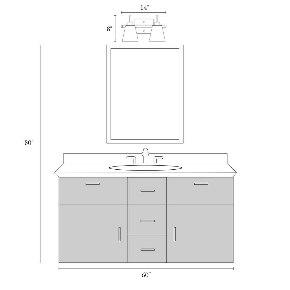 Jacarmellia Matte Black 2-Light Mid-Century Vanity with Fabric Shades