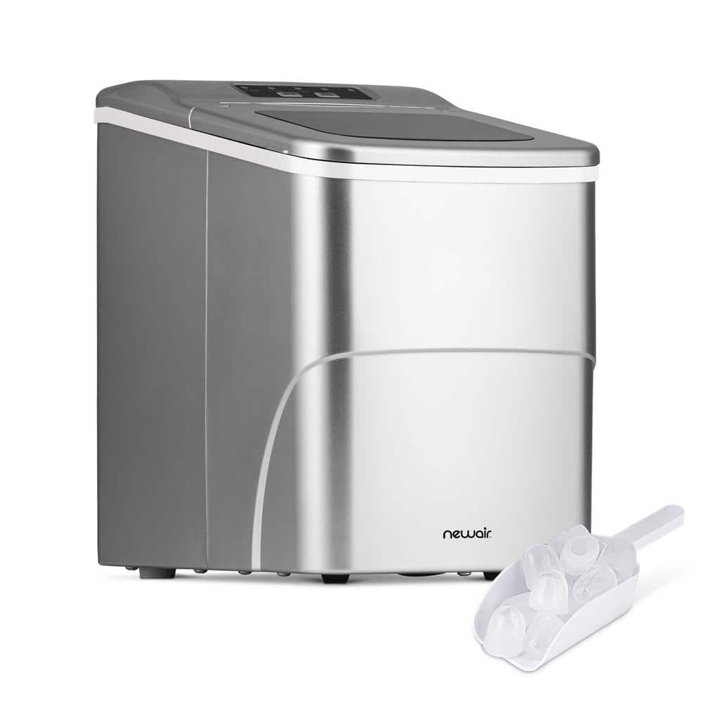 Newair AI-215SS Stainless Steel Portable Ice Maker, Silver/Black