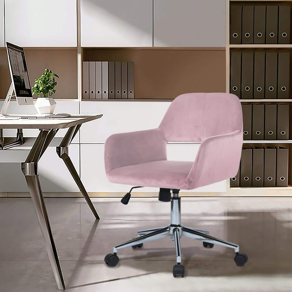 Homy Casa Ross Pink Velvet Upholstered Arm Task Chair with Adjustable  Height ROSS CHROME VELVET BLUSH - The Home Depot